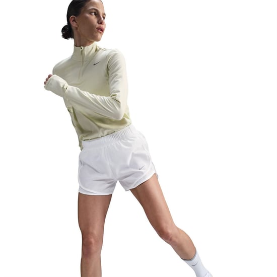 Women's Nike Tempo Dri Fit Mid Rise Brief Lined Running Shorts in White - Image 6