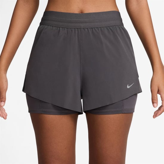 Women's Nike Fit Swift Mid Rise 3 2 In 1 Shorts in Thunder Grey - Image 1