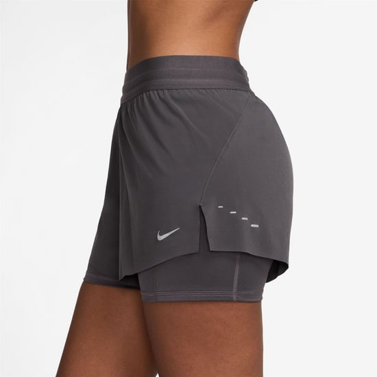 Women's Nike Fit Swift Mid Rise 3 2 In 1 Shorts in Thunder Grey - Image 3