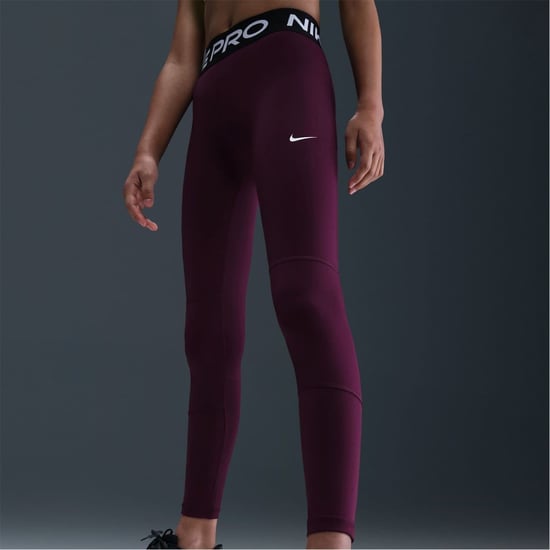 Girls Nike Pro Tights in Bordeaux - Image 6