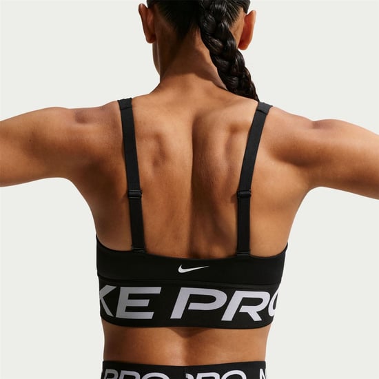 Women's Nike Indy Scoop Neck Sports Bra in Black/White - Image 2
