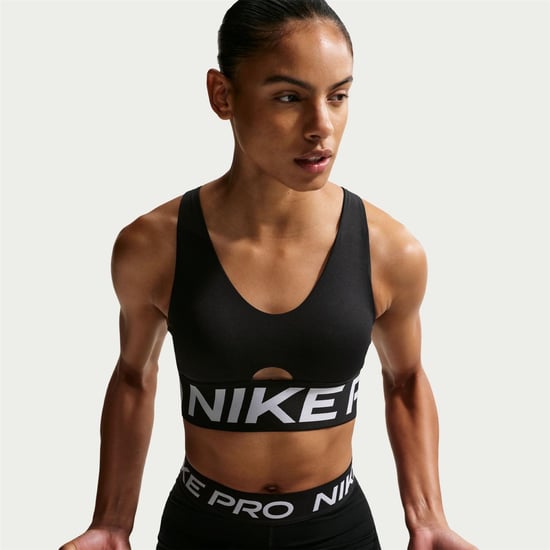 Women's Nike Indy Scoop Neck Sports Bra in Black/White - Image 5