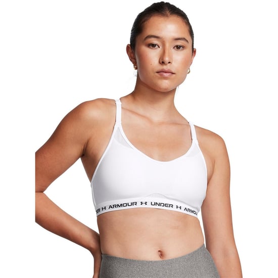 Women's Under Armour Crossback Low Bra in White - Image 3