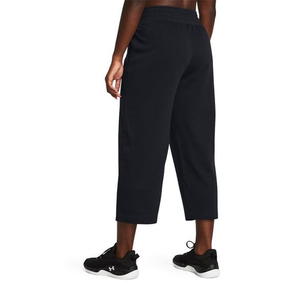 Women's Under Armour Armour Ua Rival Terry Crop Wide Leg Tracksuit Bottom in Black - Image 4