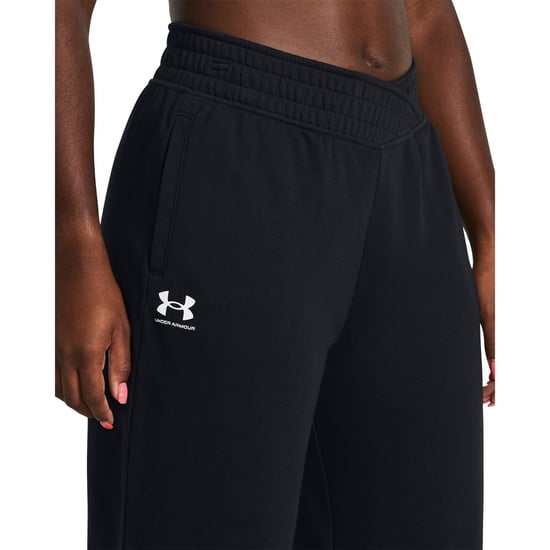 Women's Under Armour Armour Ua Rival Terry Crop Wide Leg Tracksuit Bottom in Black - Image 5