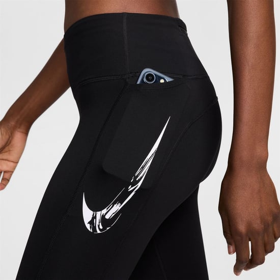 Women's Nike W Nk Df Fast Mr in Black/White - Image 4