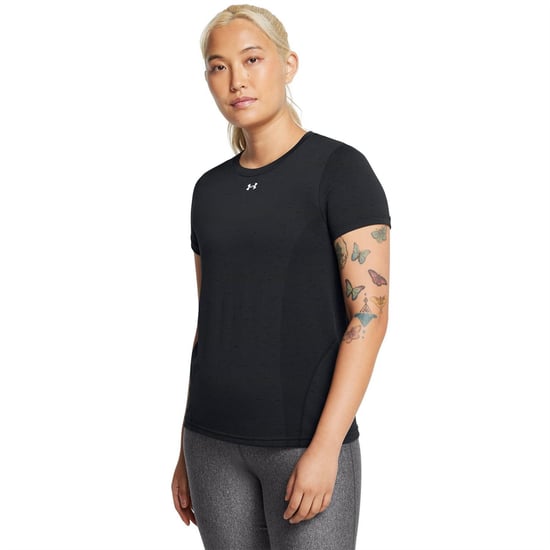 Women's Under Armour Vanish Slim Fit Short Sleeve Top in Black/White - Image 2