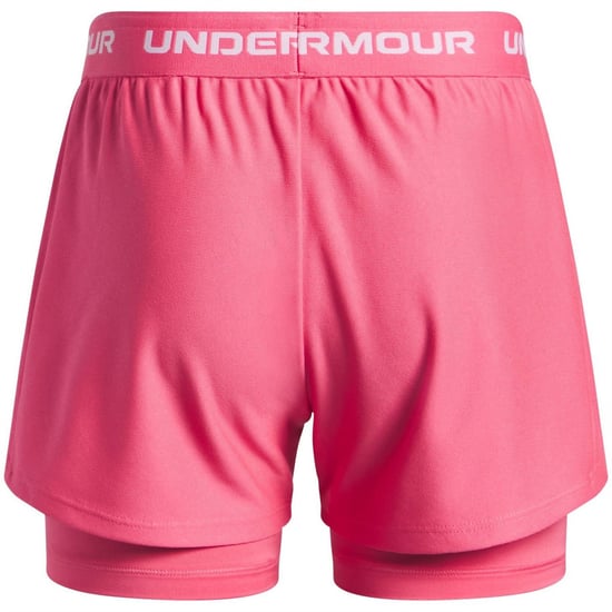 Girls Under Armour Tech™ Play Up Performance Gym Shorts in Super Pink - Image 2