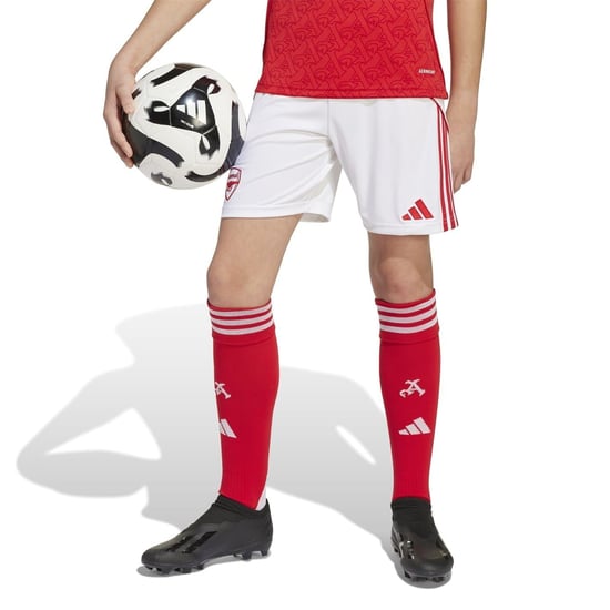 Boys adidas Home Shorts 2025 2026 Juniors in White/Red - Image 2
