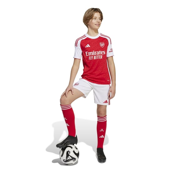Boys adidas Home Shorts 2025 2026 Juniors in White/Red - Image 6