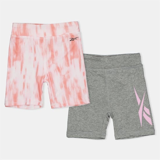 Girls Reebok 2 Pack Tie Dye Bermuda Shorts in Silver - Image 1