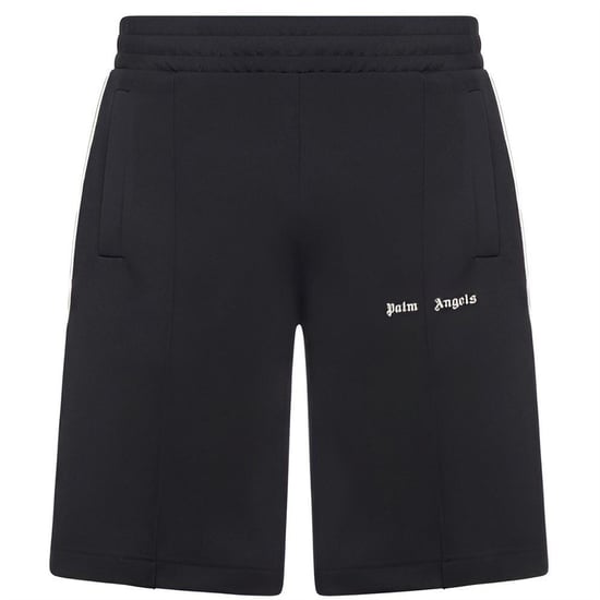 Men's Palm Angels Classic Logo Track Fleece Jogger Shorts in Black Off White - Image 1