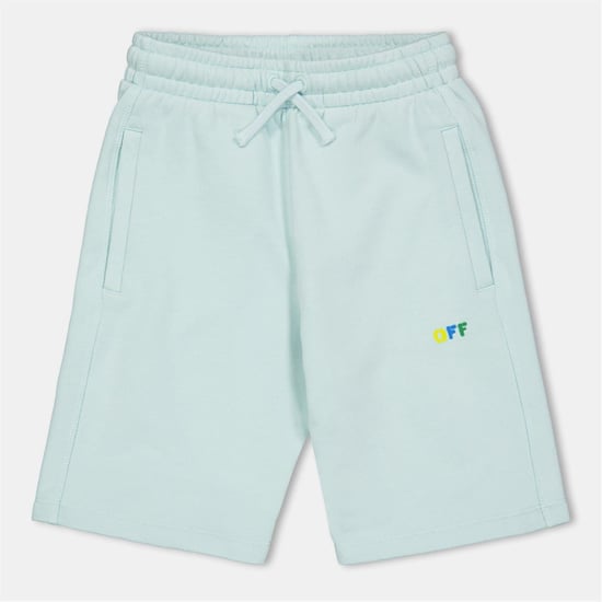 Boys Off White Rainbow Lettering Bermuda Shorts in Blue Multi - Image 1