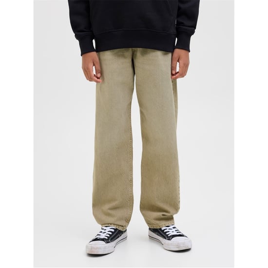 Boys Jack and Jones Chris Relaxed Fit Five Pocket Jeans in Desert Dust - Image 1