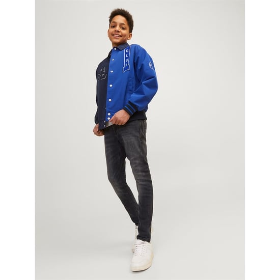Boys Jack and Jones Five Pocket Skinny Jeans in Black Denim - Image 3