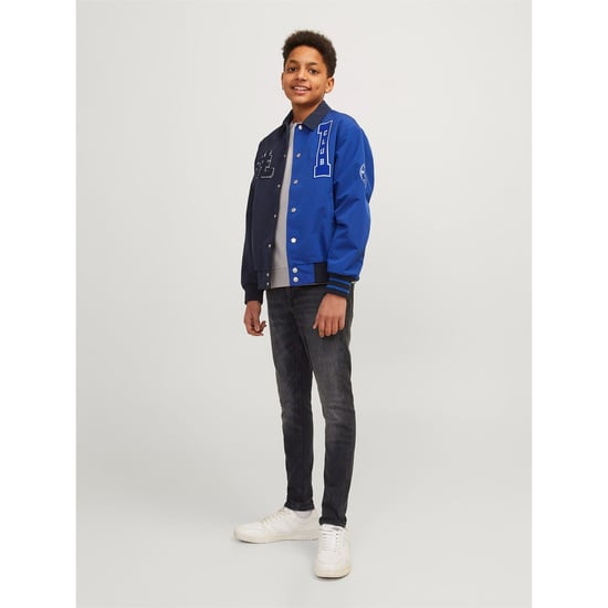 Boys Jack and Jones Five Pocket Skinny Jeans in Black Denim - Image 5