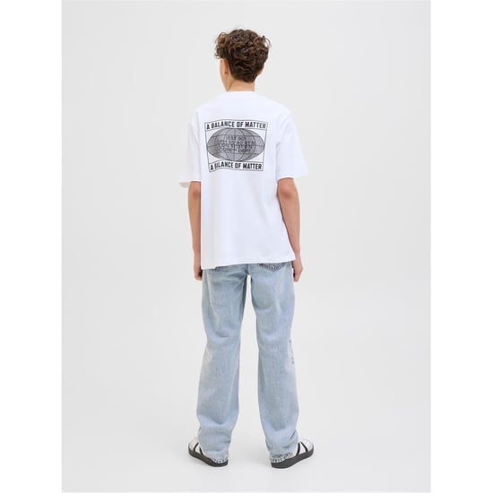 Boys Jack and Jones Chris Wide Leg Relaxed Fit Jeans in Blue Denim - Image 2
