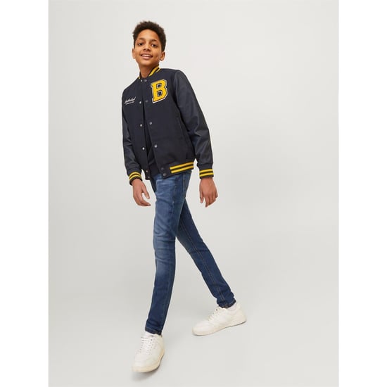 Boys Jack and Jones Five Pocket Skinny Jeans in Blue Denim - Image 2
