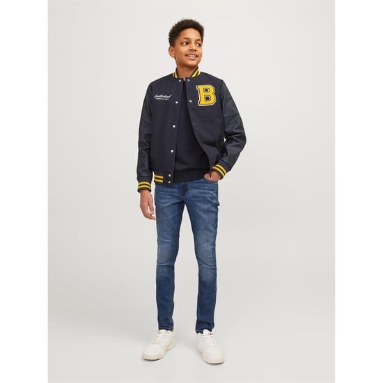 Boys Jack and Jones Five Pocket Skinny Jeans in Blue Denim - Image 3