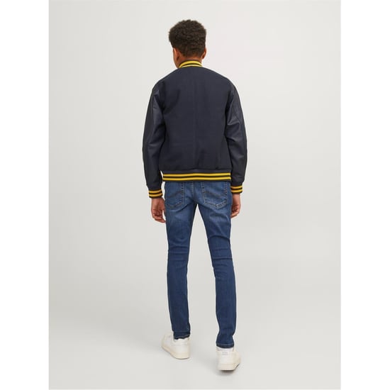 Boys Jack and Jones Five Pocket Skinny Jeans in Blue Denim - Image 4