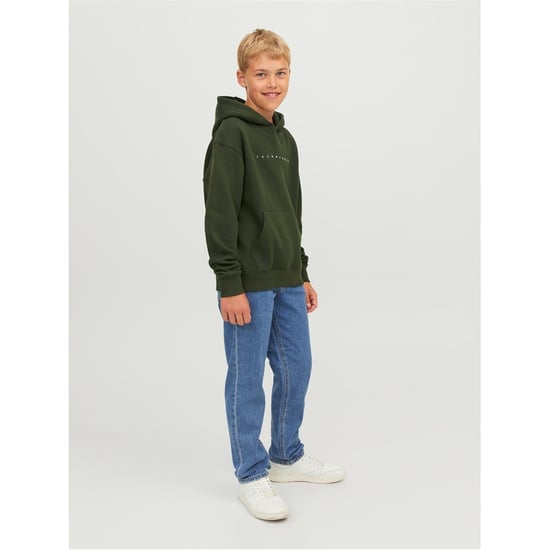 Boys Jack and Jones Five Pocket Design Regular Fit Jeans in Blue Denim - Image 2