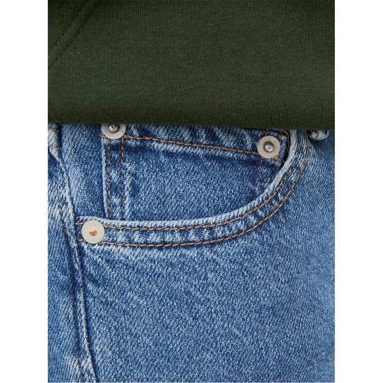 Boys Jack and Jones Five Pocket Design Regular Fit Jeans in Blue Denim - Image 4
