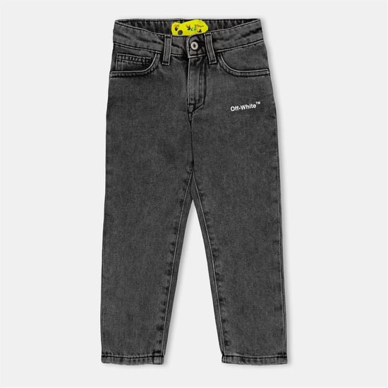 Boys Off White Five Pocket Design Regular Fit Jean in Dark Grey/White - Image 1