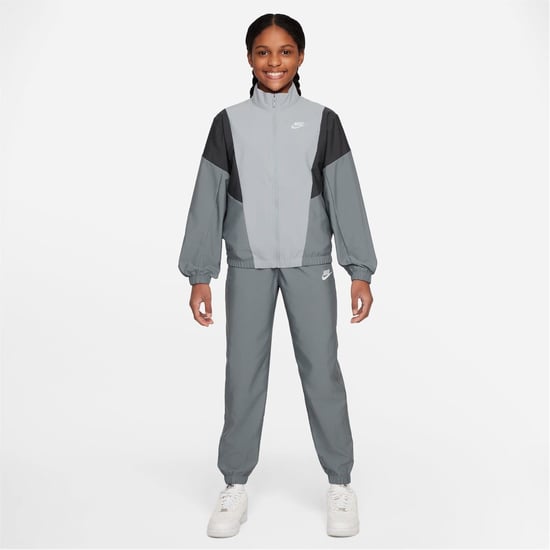 Boys Nike Zip Neck Long Sleeve Full Tracksuit in Smoke Grey - Image 1