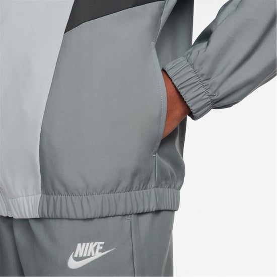 Boys Nike Zip Neck Long Sleeve Full Tracksuit in Smoke Grey - Image 3