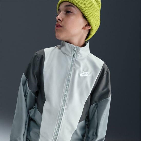Boys Nike Zip Neck Long Sleeve Full Tracksuit in Smoke Grey - Image 4