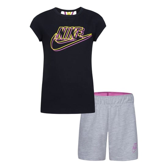 Girls Nike Large Genie Crew Neck Short Sleeve T-Shirt and Short Set in Light Smoke - Image 1