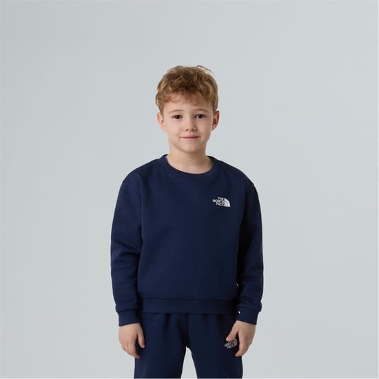 Boys North Face Simple Dome Fleece Tracksuit Unisex Childs in Summit Navy - Image 4