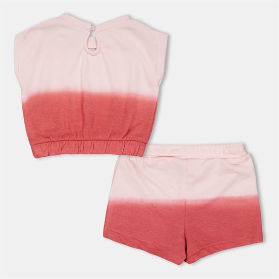 Girls Reebok Ombre Lettering Crew Neck Sleeveless T-Shirt and Set in Sunkist Coral - Image 2