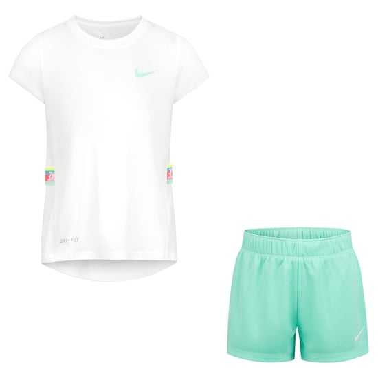 Girls Nike Tape Crew Neck Short Sleeve T-Shirt and Short Set in Green Glow - Image 1