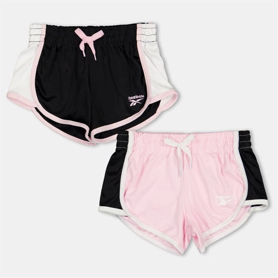 Girls Reebok 2 Pack Bermuda Shorts with Curved Hem in Pink Lady - Image 1