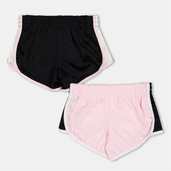 Girls Reebok 2 Pack Bermuda Shorts with Curved Hem in Pink Lady - Image 2