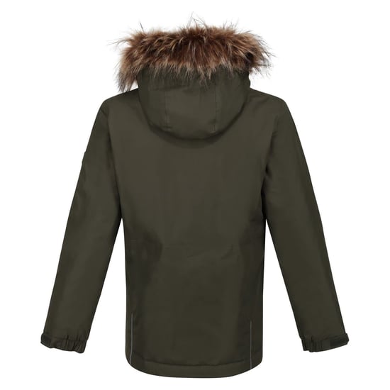 Boys Regatta Tynley Solid Patterned Hooded Parka Jacket in Black - Image 2