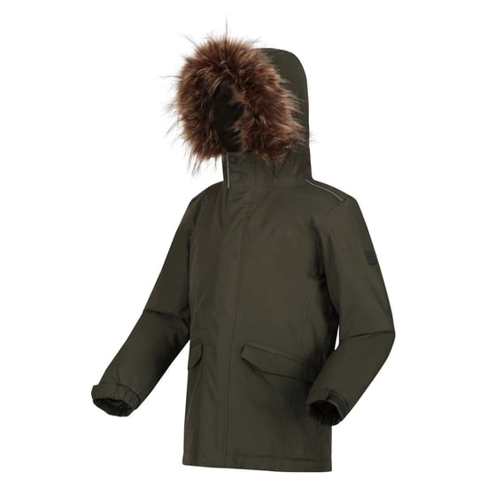 Boys Regatta Tynley Solid Patterned Hooded Parka Jacket in Black - Image 3