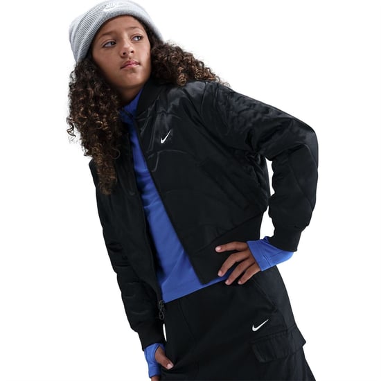 Girls Nike G Nsw Jkt Sty S in Black/White - Image 5
