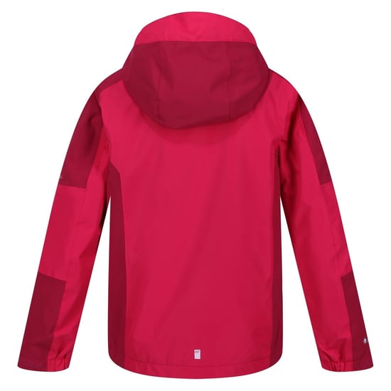 Boys Regatta Hooded Neck Color Block Patterned Rain Jacket in PkPotion/Bry - Image 2