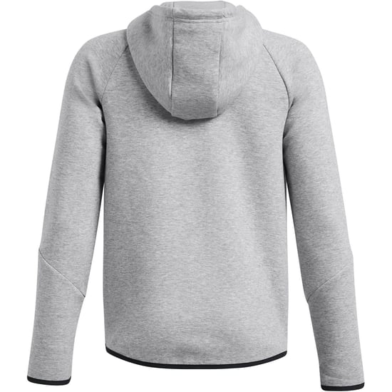 Boys Under Armour Unstoppable Hooded Neck Full Zipper Ribbed Cuff Sweat Jacket in Grey - Image 2