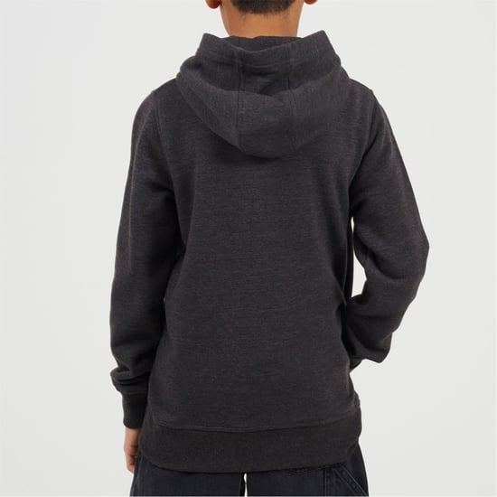 Boys Brave Soul Solid Patterned Hooded Ribbed Cuff Sweat Jacket with Zipped Pocket in Dark Charcoal - Image 2