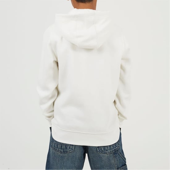 Boys Brave Soul Solid Patterned Hooded Ribbed Cuff Sweat Jacket with Zipped Pocket in Off White - Image 2