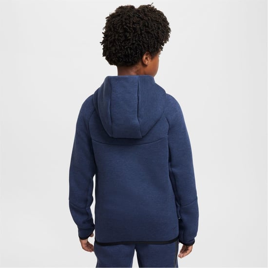 Boys Nike Tech Fleece Full Zip Hoodie Juniors in Obsidian Heathr - Image 2