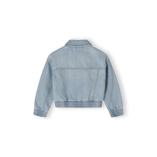 Girls Minoti Cropped Soft Denim Bomber Jacket Light Blue in LightBlue Denim - Image 3