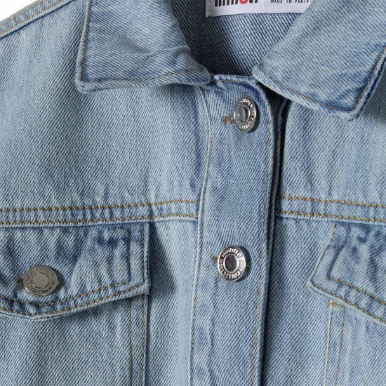 Girls Minoti Cropped Soft Denim Bomber Jacket Light Blue in LightBlue Denim - Image 4