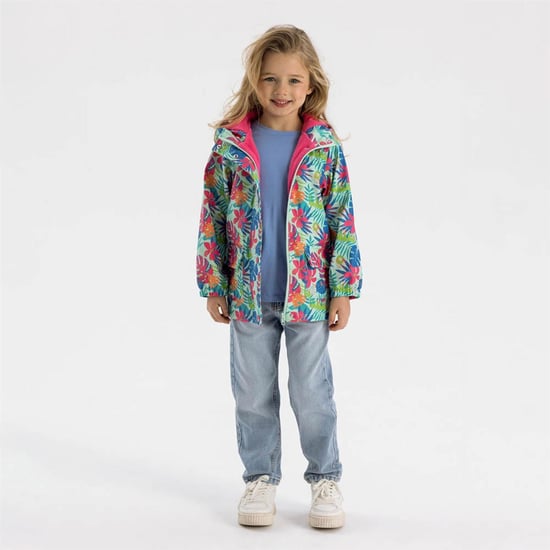 Girls Minoti Rain Jacket Printed Mint in Mint - Image 3