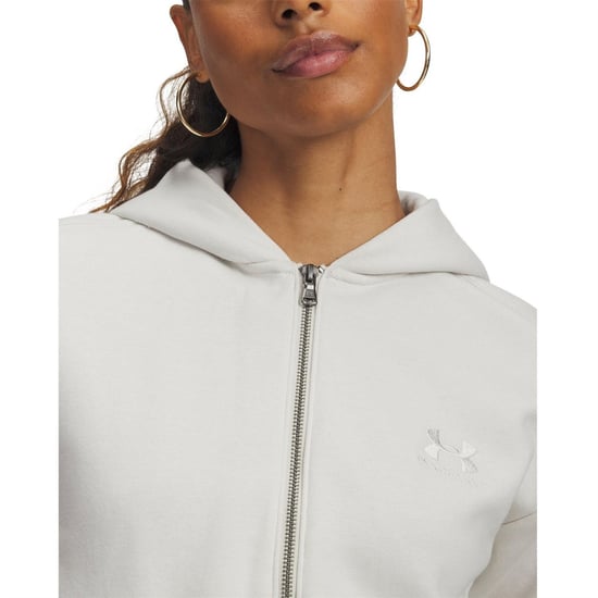 Women's Under Armour Icon Vida Fleece Full-Zip in White - Image 3