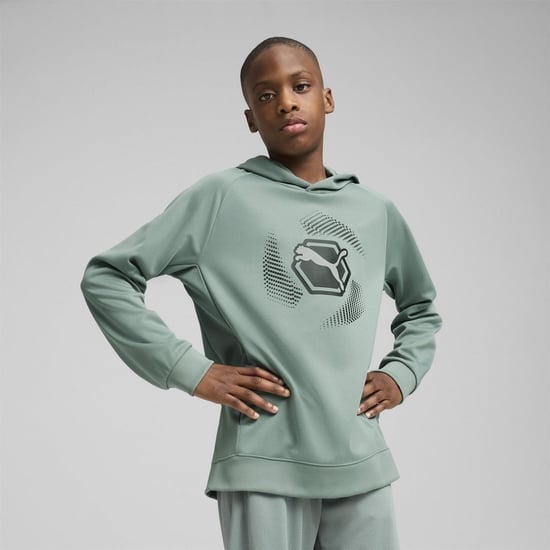 Boys Puma Kids Overhead Hoodie in Green Moon - Image 3