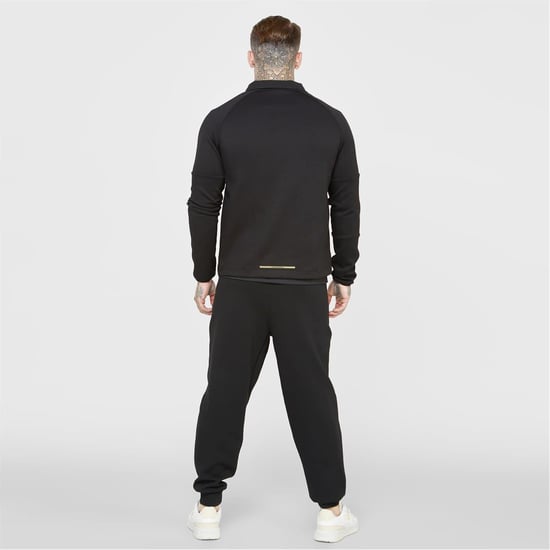 Men's SikSilk Hooded Track Slim Fit Jacket in Black - Image 5
